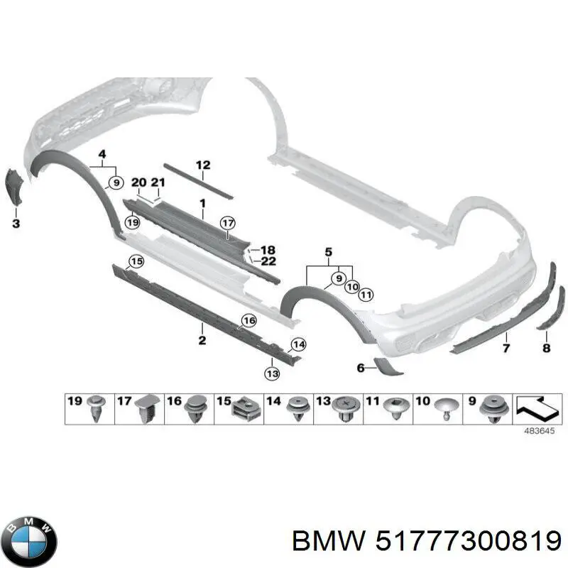Expansor (placa sobreposta) de arco do pára-lama dianteiro esquerdo BMW 51777300819 preço, a partir de 90,77 USD