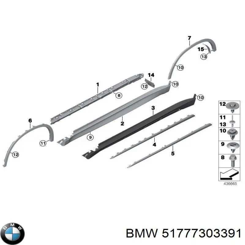 51777303391 BMW Expansor (placa sobreposta) de arco do pára-lama dianteiro esquerdo