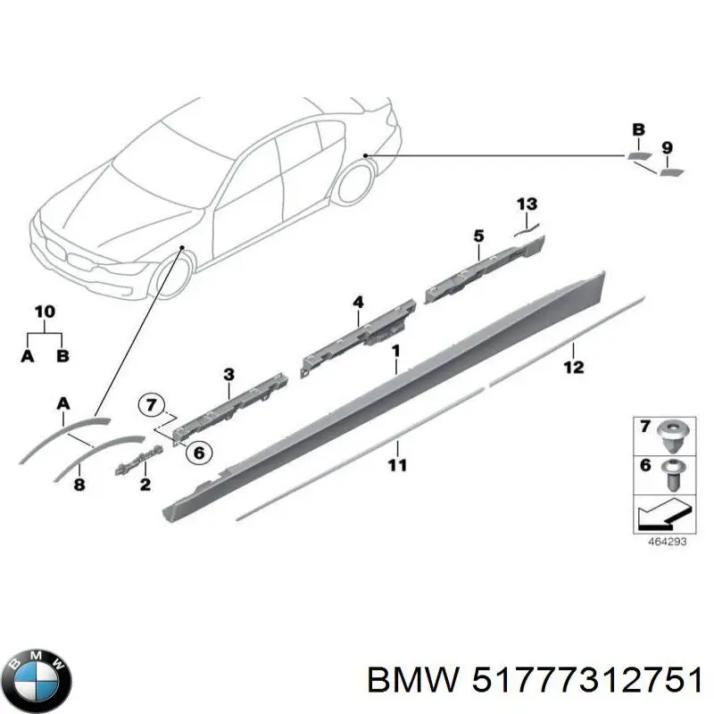 Placa sobreposta (moldura) externa esquerda de acesso BMW 51777312751 preço, a partir de 115,32 USD