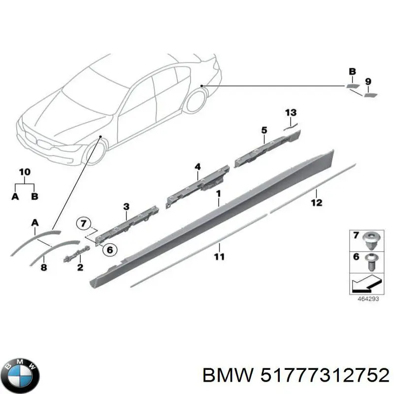 Placa sobreposta (moldura) externa direita de acesso BMW 51777312752 preço, a partir de 180,47 USD