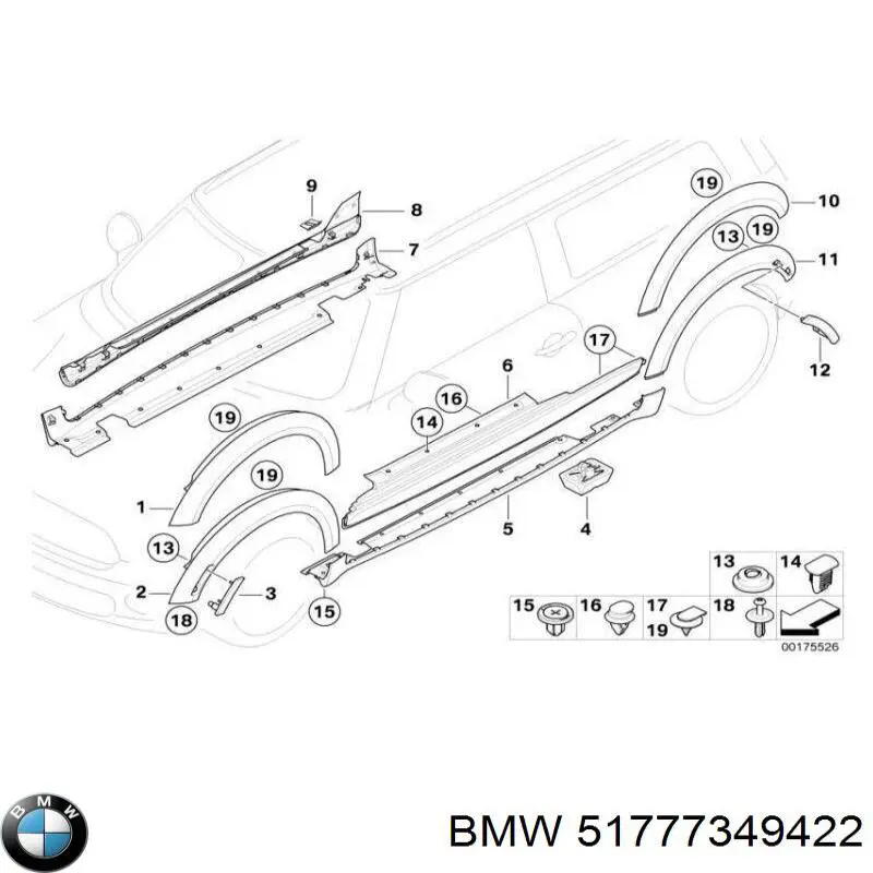 Compre 51777349422 BMW Expansor (placa sobreposta) de arco do pára-lama dianteiro direito