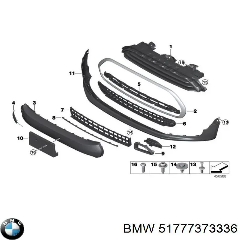 Expansor (placa sobreposta) de arco do pára-lama dianteiro direito BMW 51777373336 preço, a partir de 142,20 USD