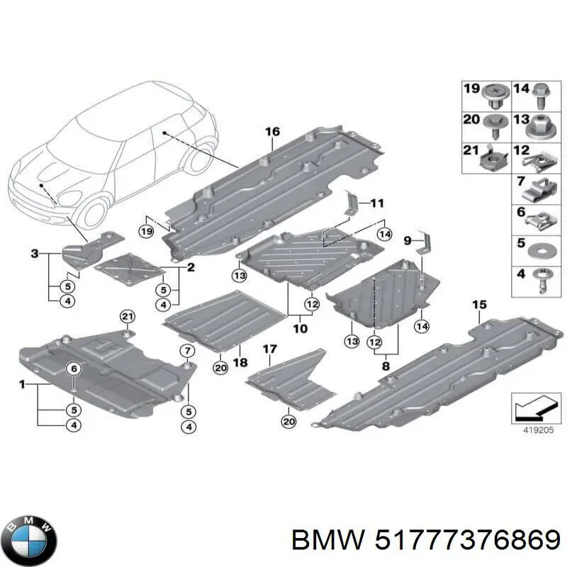 Compre 51777376869 BMW Expansor (placa sobreposta) de arco do pára-lama dianteiro esquerdo