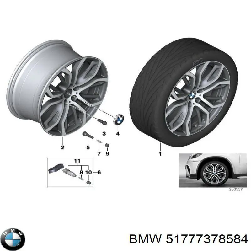 51777378584 BMW Expansor direito (placa sobreposta) de arco do pára-lama traseiro