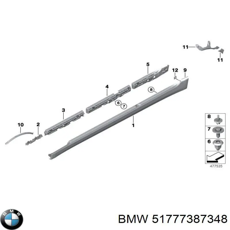 51777387348 BMW Consola direita de placa sobreposta externa de acesso