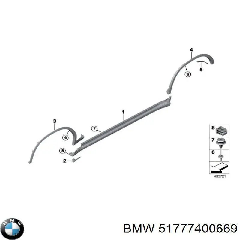 51777400669 BMW Expansor esquerdo (placa sobreposta) de arco do pára-lama traseiro