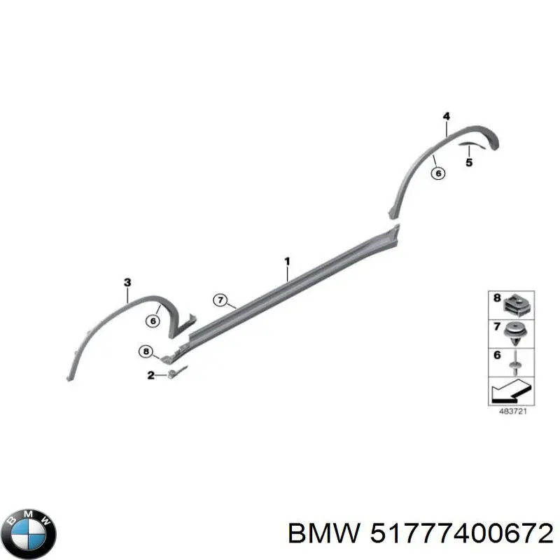 Expansor (placa sobreposta) de arco do pára-lama dianteiro direito BMW 51777400672 preço, a partir de 117,48 USD
