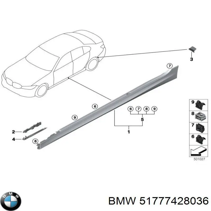 51777428036 BMW Consola direita de placa sobreposta externa de acesso