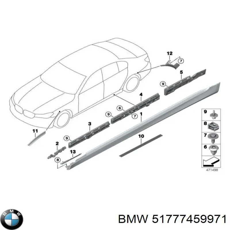 51777459971 BMW Placa sobreposta (moldura) externa esquerda de acesso