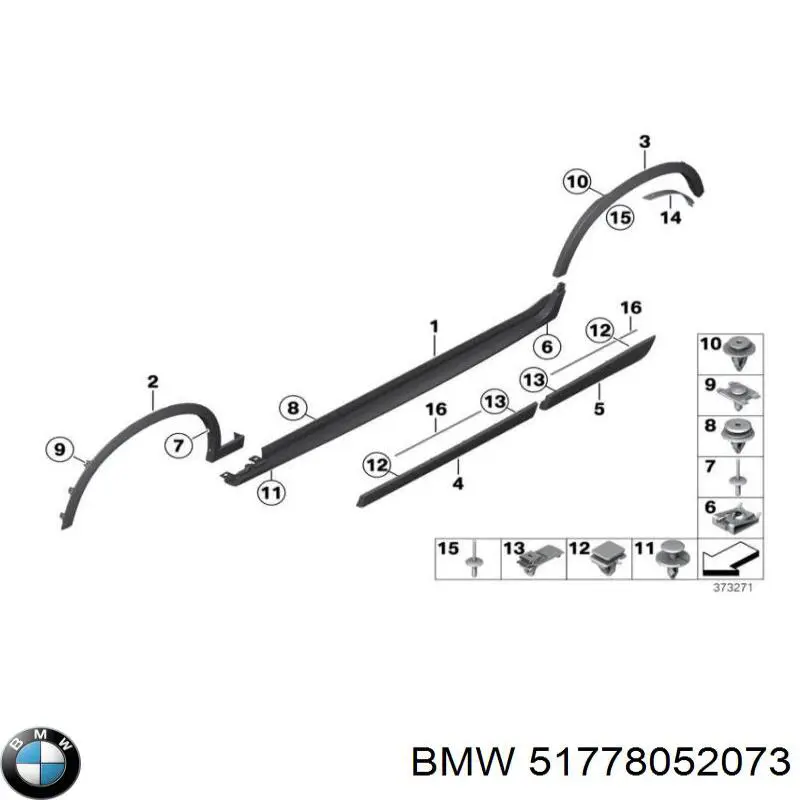 Expansor (placa sobreposta) de arco do pára-lama dianteiro esquerdo BMW 51778052073 preço, a partir de 86,09 USD