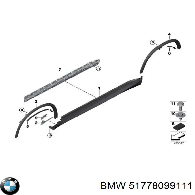51778099111 BMW Placa sobreposta (moldura) externa esquerda de acesso