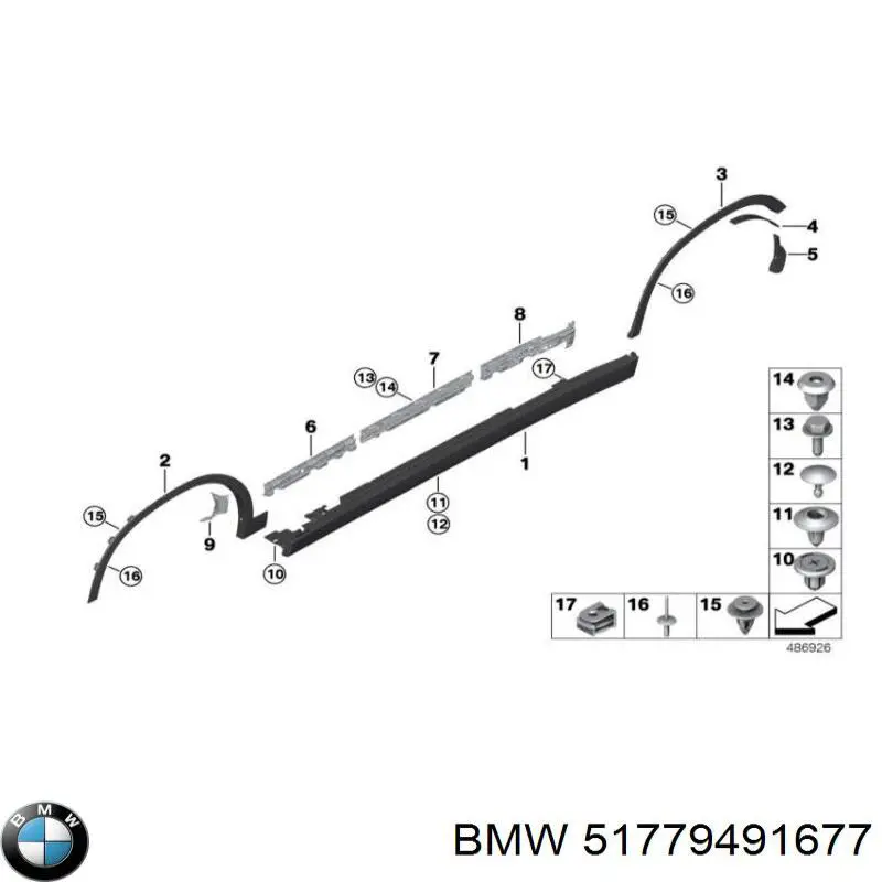 51779491677 BMW Expansor (placa sobreposta) de arco do pára-lama dianteiro esquerdo