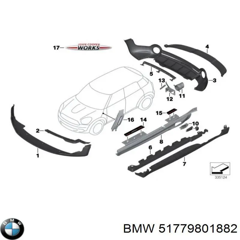 Expansor (placa sobreposta) de arco do pára-lama dianteiro direito BMW 51779801882 preço, a partir de 135,98 USD
