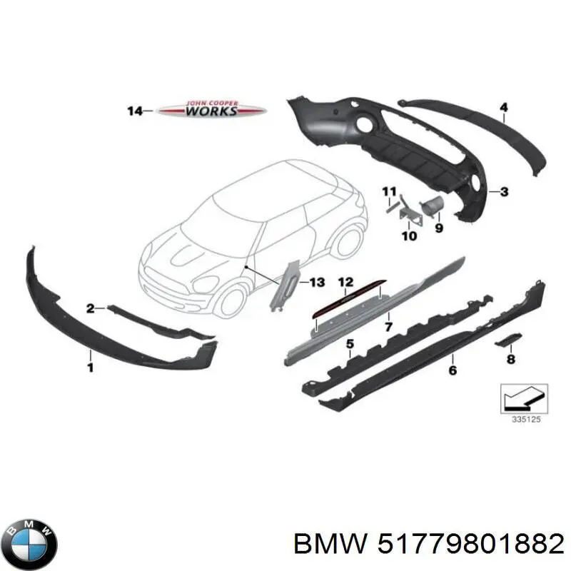 Compre 51779801882 BMW Expansor (placa sobreposta) de arco do pára-lama dianteiro direito