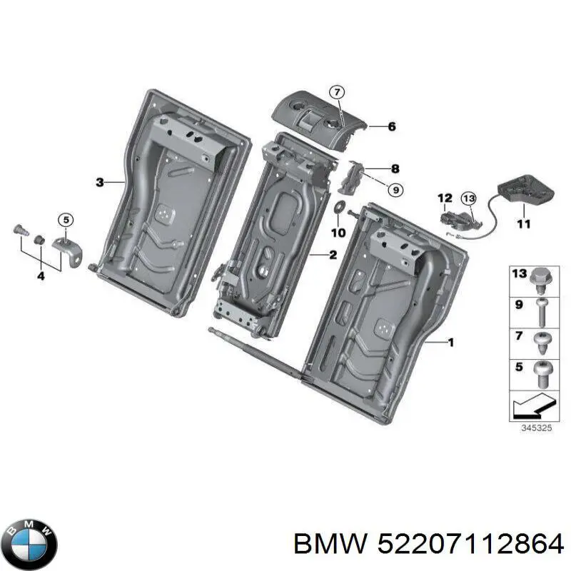 52207112864 BMW Fecho da porta traseira direita