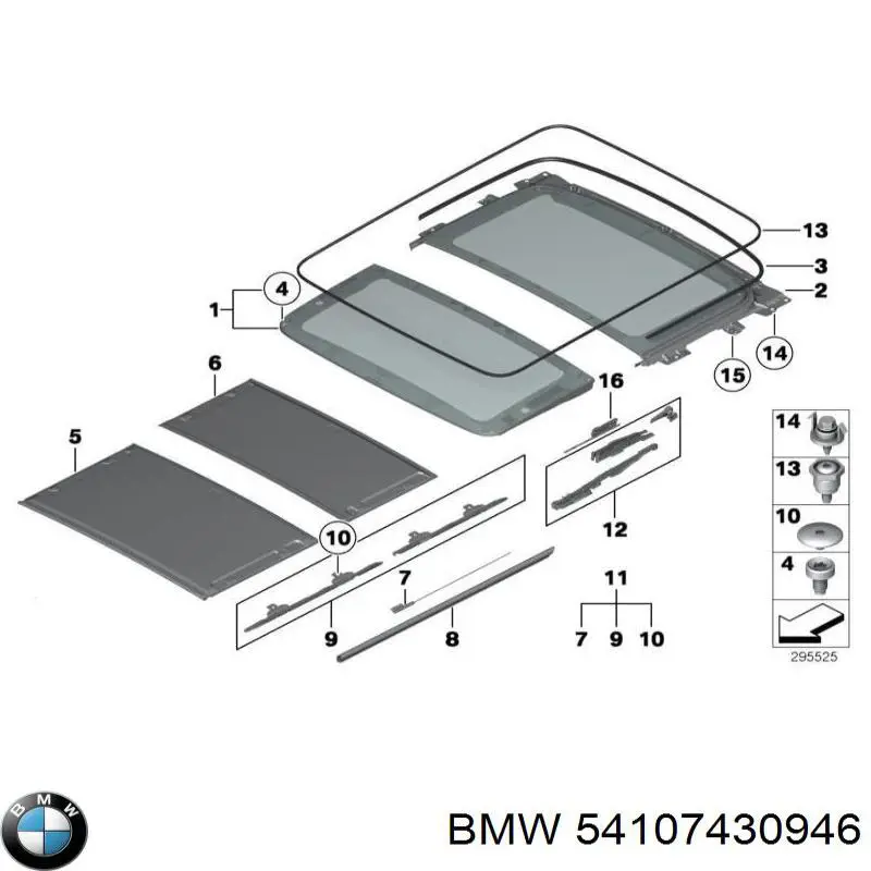 54107430946 BMW Moldura do teto esquerda