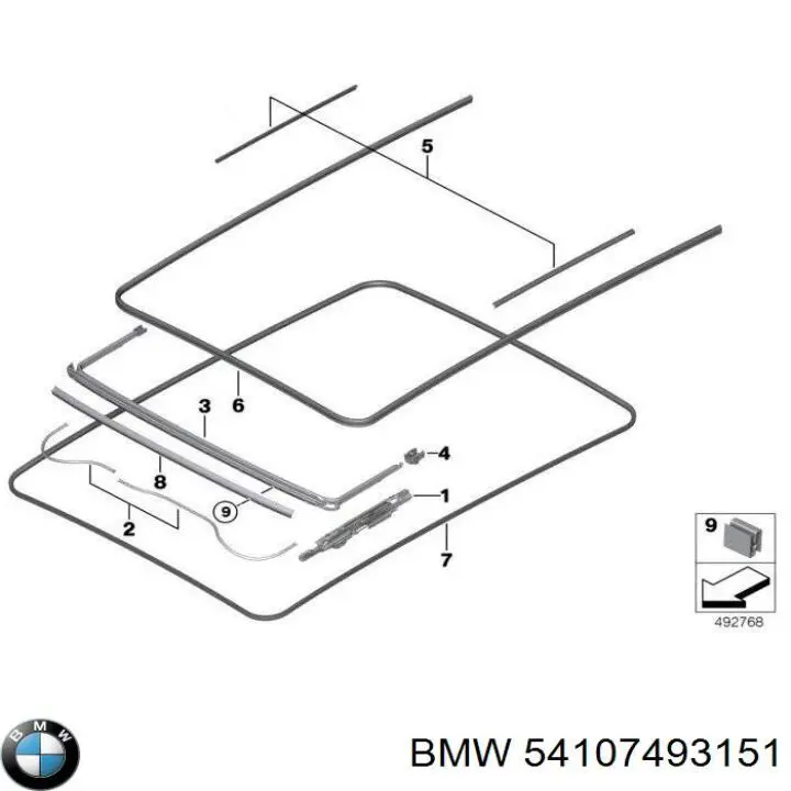 Vedação de alcapão do teto BMW 54107493151 preço, a partir de 111,08 USD