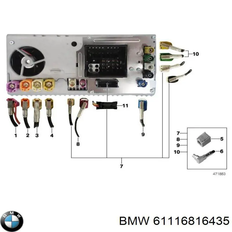 61116816435 BMW Cabo de antena de aparelhagem de som
