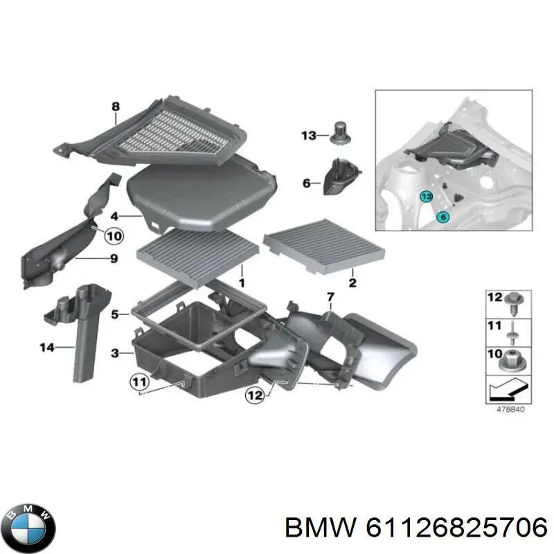 61126825706 BMW Moldura de vidro traseiro