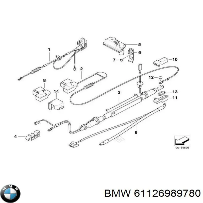 61126989780 BMW Cabo de borne positivo de bateria recarregável (PILHA)