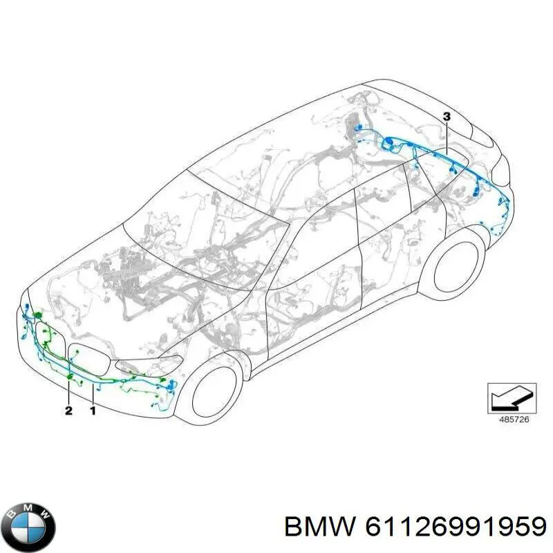 61126991959 BMW Cabo (fio) de sensor de estacionamento do pára-choque dianteiro