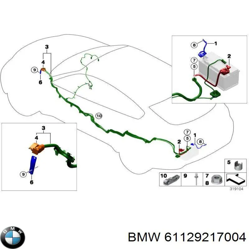 Cabo de borne positivo de bateria recarregável (PILHA) BMW 61129217004 preço, a partir de 66,01 USD