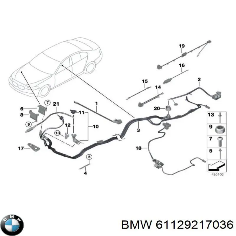 61129217036 BMW Cabo de borne positivo de bateria recarregável (PILHA)