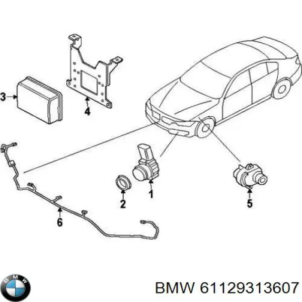Compre 61129260019 BMW Cabo (fio) de sensor de estacionamento do pára-choque dianteiro
