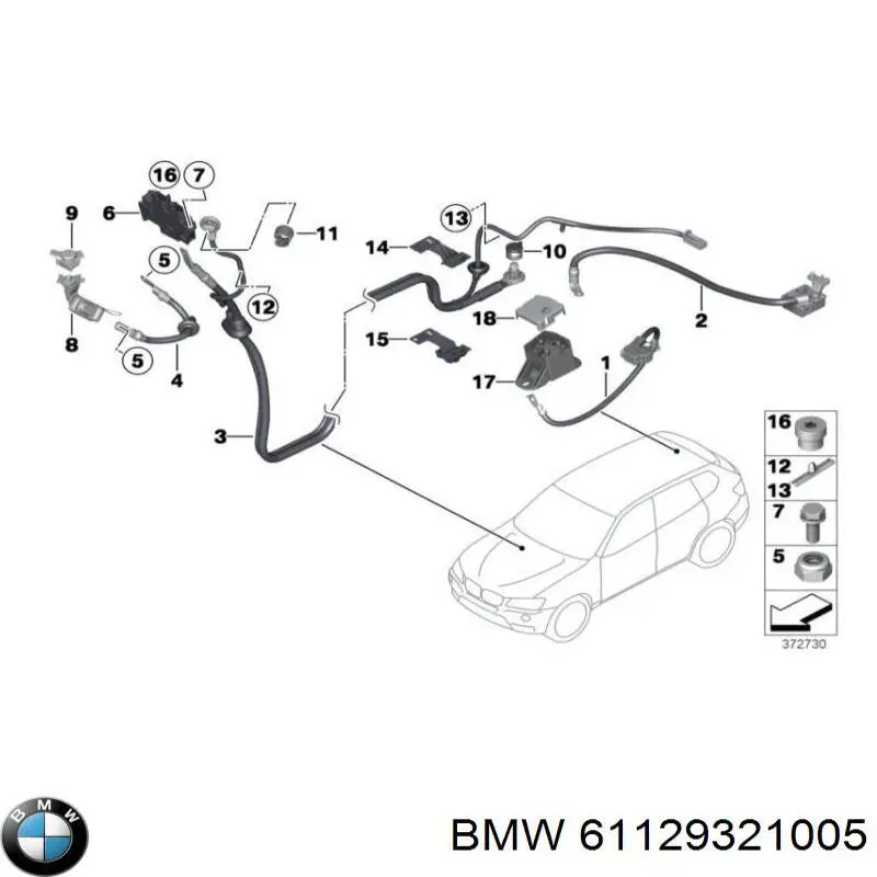 Cabo de borne positivo de bateria recarregável (PILHA) BMW 61129321005 preço, a partir de 74,02 USD