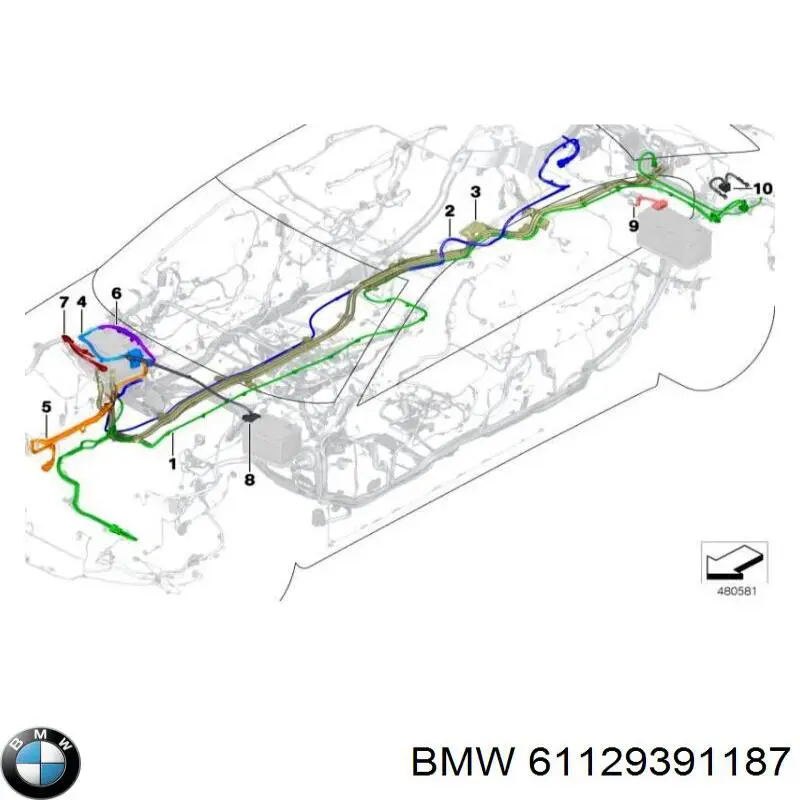 61129391187 BMW Cabo de borne positivo de bateria recarregável (PILHA)