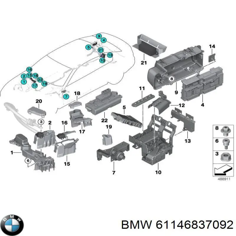 Unidade traseira do salão de dispositivos de segurança BMW 61148713128 preço, a partir de 102,24 USD