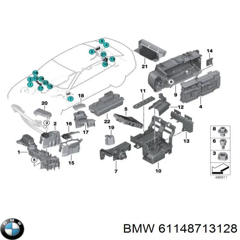 61148713128 BMW Unidade traseira do salão de dispositivos de segurança