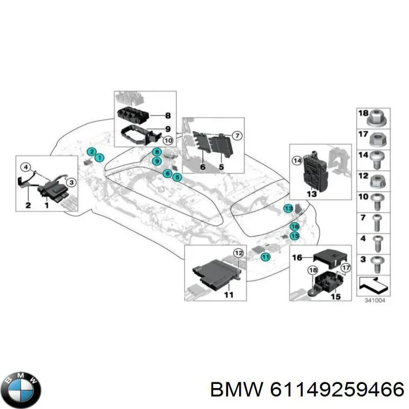 61149259466 BMW Unidade traseira do salão de dispositivos de segurança