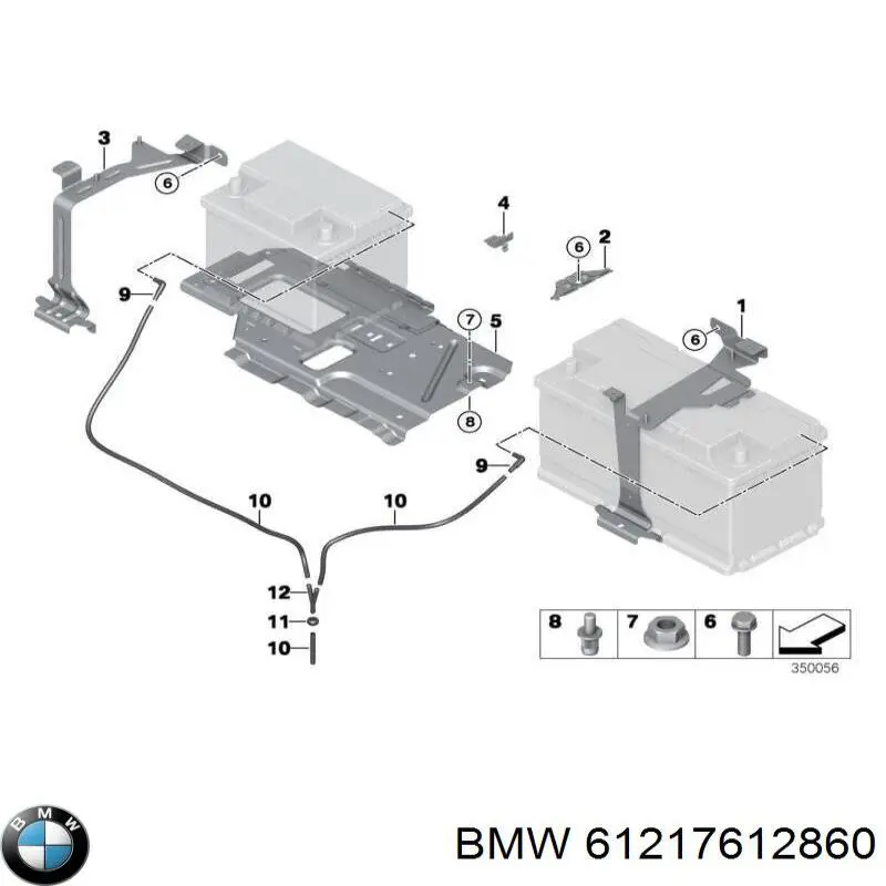 61217612860 BMW Fixação (suporte) de bateria recarregável