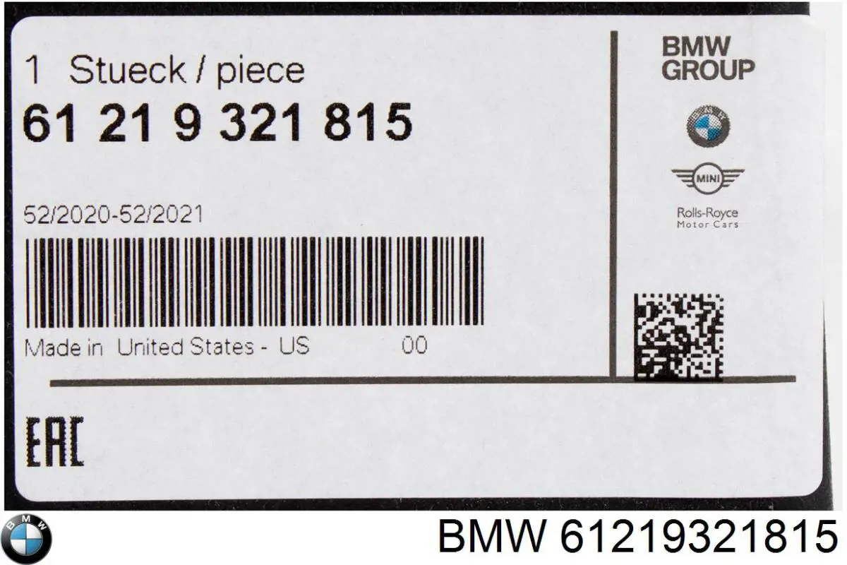 61219321815 BMW Bateria recarregável (PILHA)