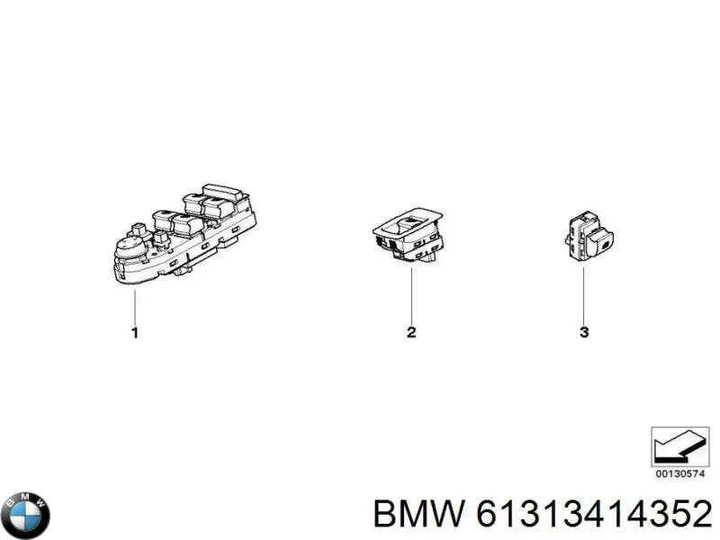 61313414352 BMW Unidade de botões dianteira esquerda de controlo de elevador de vidro