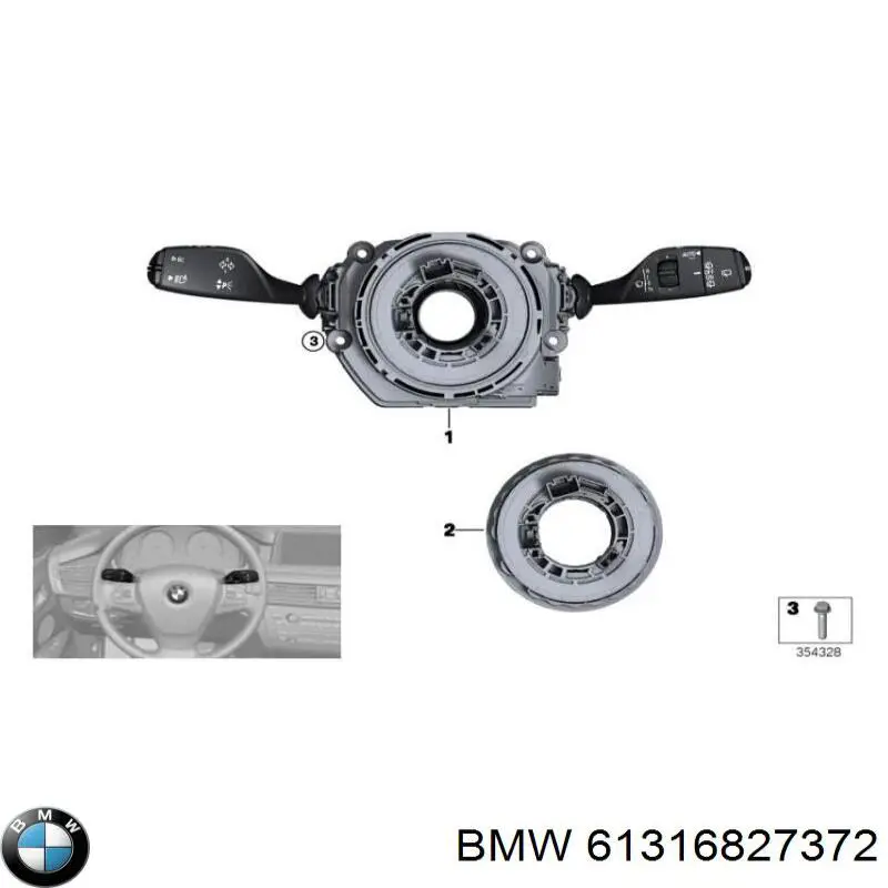 61316827372 BMW Comutador instalado na coluna da direção, montado