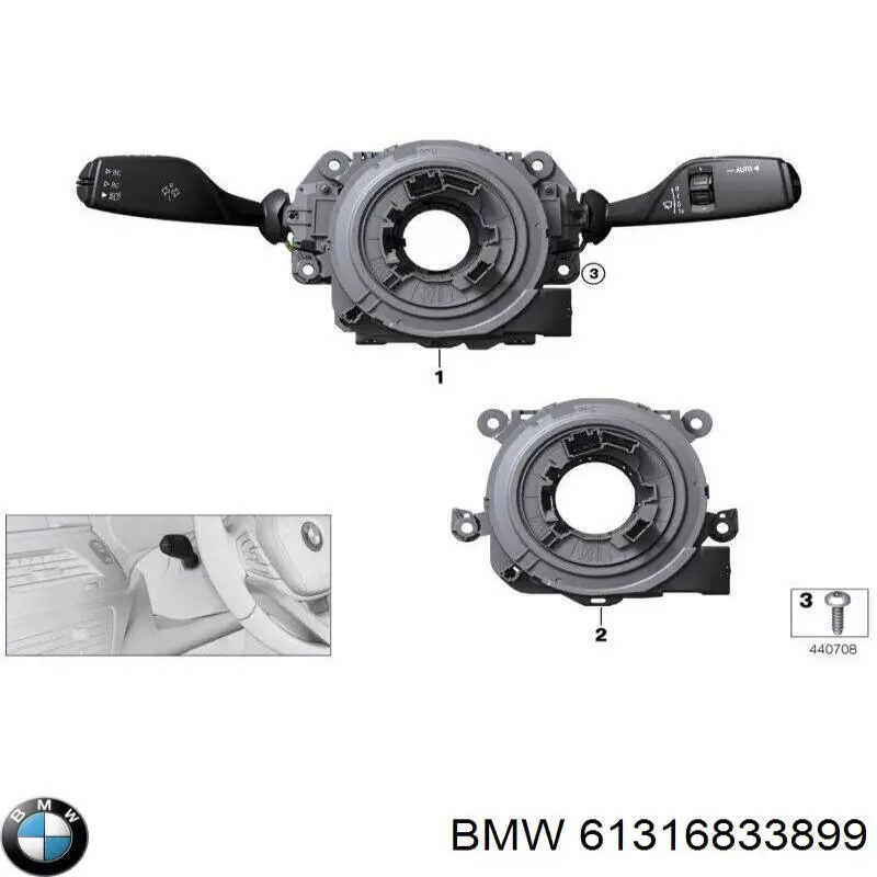 61316833899 BMW Anel AIRBAG de contato, cabo plano do volante