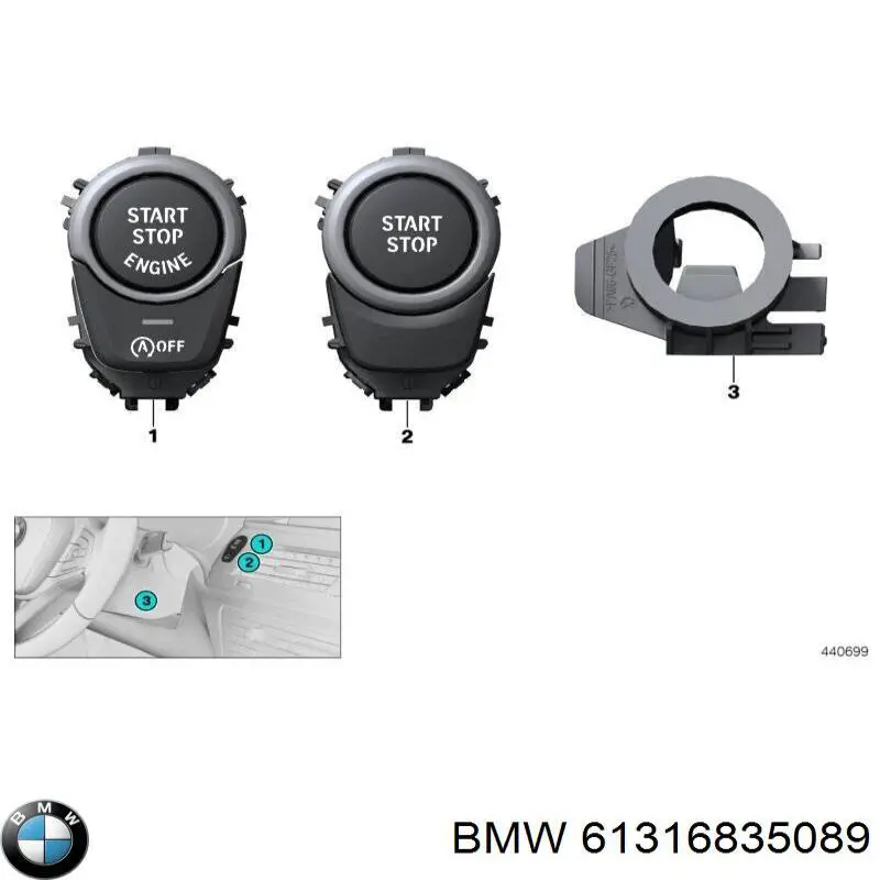 61316835089 BMW Botão de arranco de motor