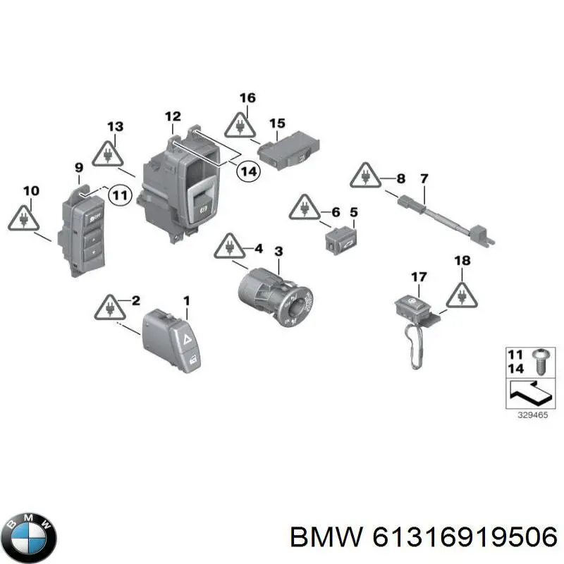 Botão de ativação do sinal de emergência BMW 61316919506 preço, a partir de 32,35 USD