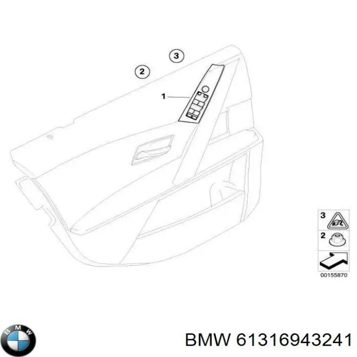 6939090 BMW Unidade de botões dianteira esquerda de controlo de elevador de vidro