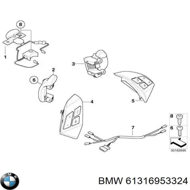 61316953324 BMW Módulo de direção (Centralina eletrônica) do volante de direção
