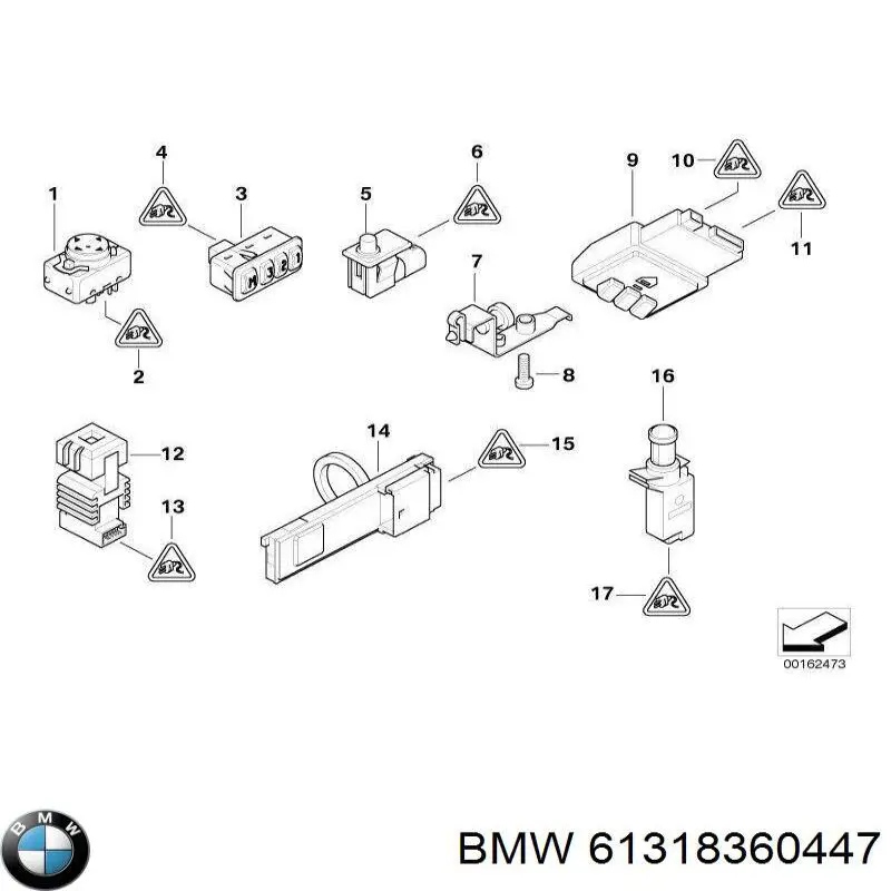 Compre 61318360447 BMW Unidade de botões dianteira esquerda de controlo de elevador de vidro