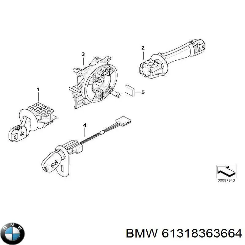 Compre 61318363664 BMW Comutador direito instalado na coluna da direção
