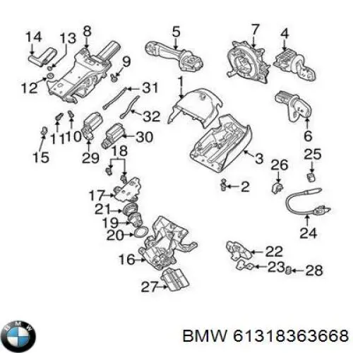 Comutador esquerdo instalado na coluna da direção BMW 61318363668 preço, a partir de 40,86 USD