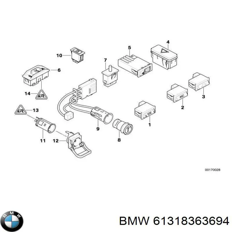 61318363694 BMW Interruptor do sistema ASC