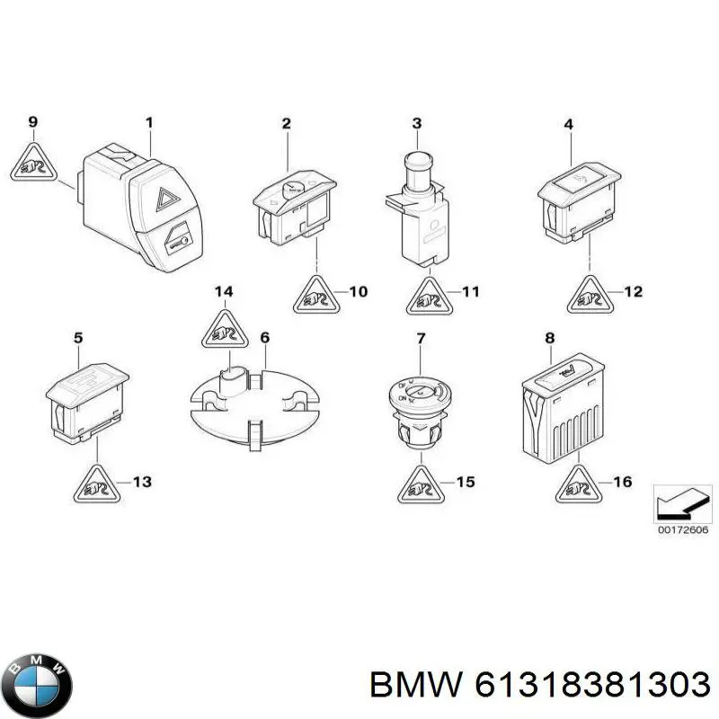 Compre 61318381303 BMW Botão de ativação de aquecimento do assento