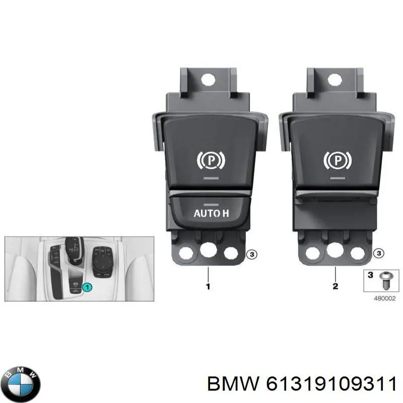61315A72FE4 BMW Tecla do freio de estacionamento eletromecânico