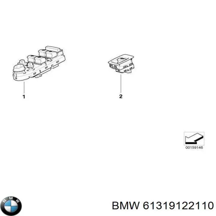 61319122110 BMW Unidade de botões dianteira esquerda de controlo de elevador de vidro