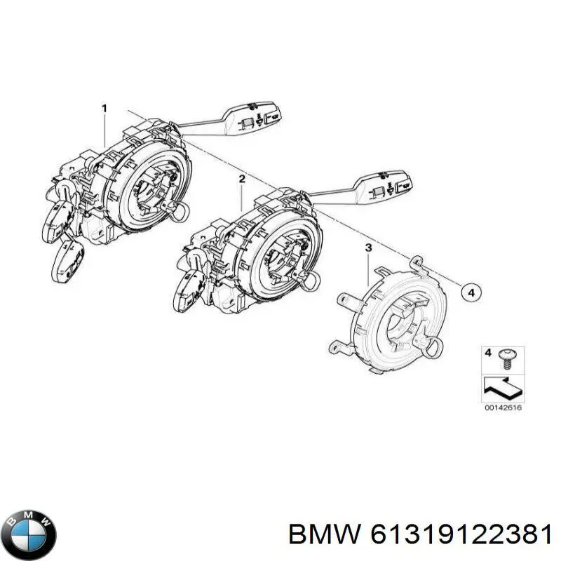 61319122381 BMW Anel AIRBAG de contato, cabo plano do volante